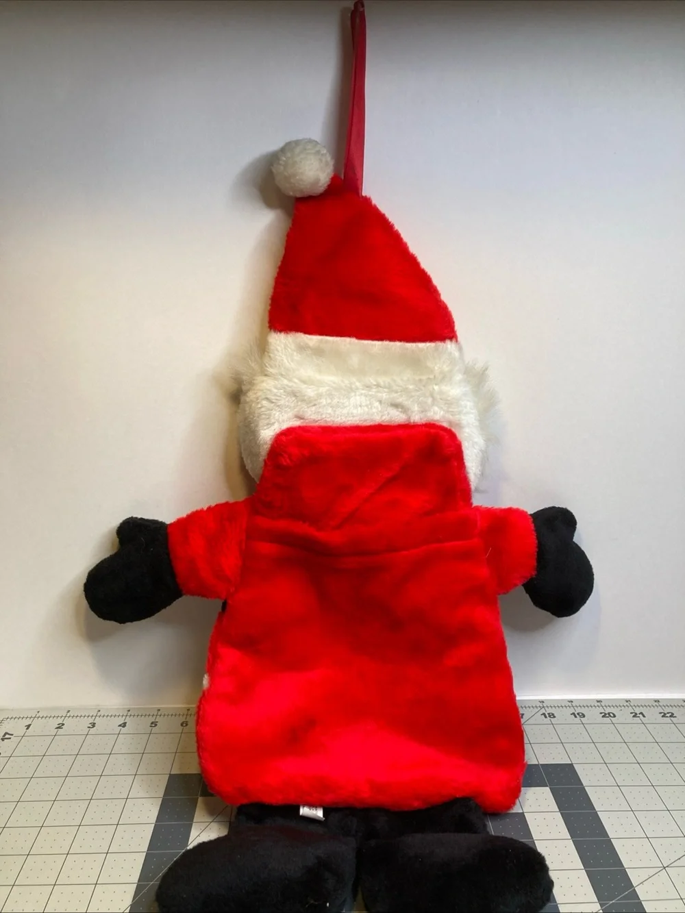 Vintage Plush Googly Eyes Santa Claus Stocking Double Sided Christmas Bag 24”